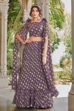 Georgette Metallic Foil Work Light Purple Designer Lehenga Choli - women's fashion mart