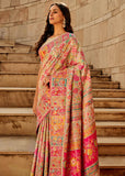 Cream Beige Woven Kashmiri Jamewar Saree