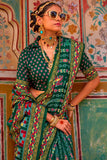 Elegant Green Traditional Printed Silk Saree - women's fashion mart