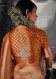 Burnt Orange Woven Banarasi Organza Silk Saree