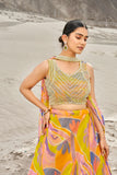 Yellow Digital Print With Khatli Work Lehenga Choli With Choker Style Dupatta - women's fashion mart