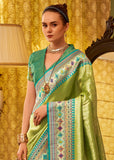 Bright Lime Green Kanjivaram  Saree