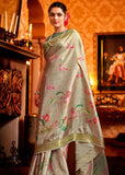 Classy Grey Woven Silk Saree With Kalamkari Fine Print