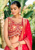 Bride Red Heavy Designer Lehenga Set With Embroidered Blouse