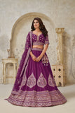 Crimson Elegance Minimalist Peacock And Leaf Motif Bridal Lehenga