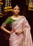 Delight Pink Banarasi Embroidered Designer Silk Saree
