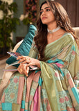 Classic Green Banarasi Soft Silk Saree With Digital Print