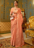 Narangi Peach Woven Banarasi Brocade Silk Saree