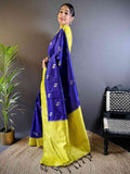 Elegant Purple Silk Saree with Gold Zari Accents  women's fashion mart