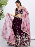 Georgette Golden Dull-Bright Sequin,Threaded Embroidered Semi-Stitched Lehenga choli  women's fashion mart