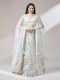Net Multi-Sequins Work Semi-Stitched Lehenga  women's fashion mart