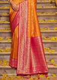 Aamras Yellow Woven Banarasi Silk Saree With Brocade Blouse