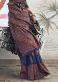 Denim Blue Woven Kashmiri Jamewar Modal Silk Saree
