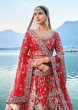 Bridal Red Heavy Embroidered Designer Lehenga