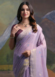 Bloom Lavender Purple Woven Cotton Silk Saree
