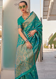 Breeze Green Woven Banarasi Brocade Silk Saree