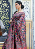 Jet Black Woven Jamewar Banarasi Saree