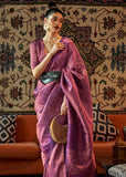 Orchid Purple Woven Banarasi Brocade Silk Saree