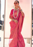 Wedding Pink Woven Banarasi Brocade Silk Saree