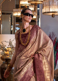 Almond Beige Woven Banarasi Tissue Silk Saree