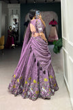 Lavender Sequins Thread Embroidery Work Lehenga Set - women's fashion mart