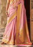 Blush Pink Woven Soft Silk Saree