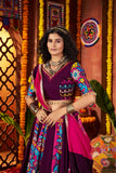 Designer Purple Navratri Special Lehenga Choli With Mirror And Hand Embroidery Work