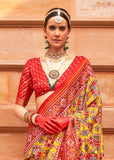 Yellow And Red Printed Patola Silk Saree