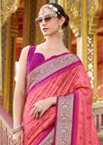 Camellia Pink Woven Banarasi Patola Silk Saree