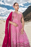 Pink Beautiful Sequins Embroidered With Khatli Work Women Wedding Gown - women's fashion mart