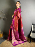 Celebrity Banarasi Katan Contrast Border Saree