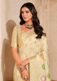 Classic Cream Woven Banarasi Silk Saree