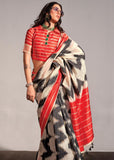 Black And White Woven Soft Silk Saree