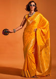 Blazing Yellow Dual Tone Banarasi Satin Silk Saree