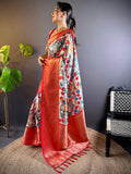 Elegant Kanchi Zari Kalamkari Silk Saree  women's fashion mart