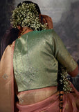Dusky Pink Woven Banarasi Organza Silk Saree