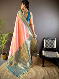 Baby Pink Soft Silk Kanjivaram Saree  women's fashion mart