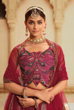 Deep Pink To Purple Thread With Sequince Embroidered Work Wedding Lehenga -Bridal Lehenga Default Title women's fashion mart