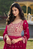 Beautiful Georgette Rani Pink Wedding Gown -WOMEN FASHION L women's fashion mart