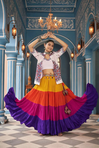 Jacket Stylish Designer Embroidered With Mirror Work Navratri Chaniya Choli - women's fashion mart