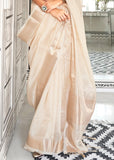 Off White Chiffon Silk Saree With Contrast Blouse