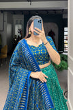 Bandhej With Ajarakh Print Silk Lehenga Choli - women's fashion mart