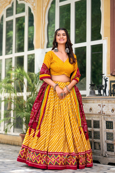Patola Print Leheriya Designer Lehenga Choli - women's fashion mart