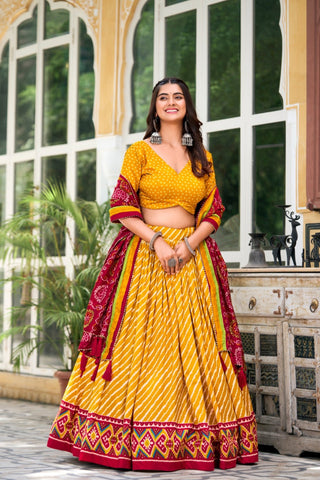 Patola Print Leheriya Designer Lehenga Choli - women's fashion mart