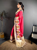 Bright Pink Patola Border Kanchi Saree