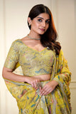 Luminous Lime Yellow Floral Printed Embellished Lehenga Choli - women's fashion mart