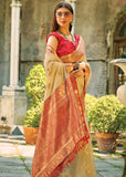 Almond Beige Woven Banarasi Tissue Silk Saree