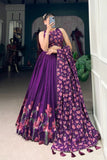 Floral Print Foil Work Silk Lehenga Choli - women's fashion mart