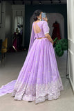 Lavender Georgette Sequins With Thread Embroidery Work Lehenga Choli - women's fashion mart