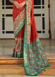 Bright Red Printed Patola Silk Saree
